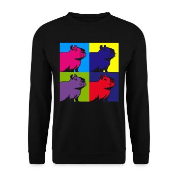 Capybara Rodent Animal Colorful Capybaras - Unisex Sweatshirt - black - Front - Alina (178cm) & Michal (187cm)