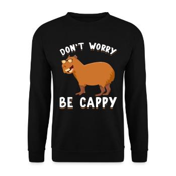 Glückliches Capybara Lustiges Nagetier Capybaras - Unisex Pullover - Schwarz - Vorne - Alina (178cm) & Michal (187cm)