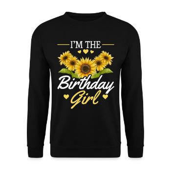 Anniversaire Fille Tournesol Fille Fleur - Sweat-shirt Unisexe - noir - Devant - Alina (178cm) & Michal (187cm)