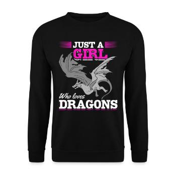 Girl Dragon Lovers Medieval - Unisex Sweatshirt - black - Front - Alina (178cm) & Michal (187cm)