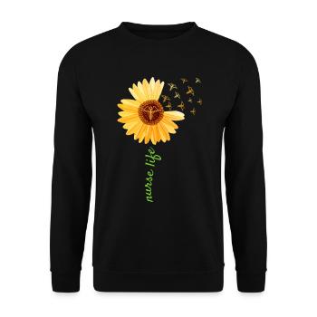 Krankenschwester Sonnenblume Frauen - Unisex Pullover - Schwarz - Vorne - Alina (178cm) & Michal (187cm)