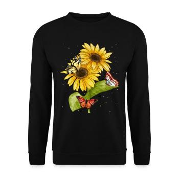 Beautiful Butterflies Sunflower Women Garden - Unisex Sweatshirt - black - Front - Alina (178cm) & Michal (187cm)