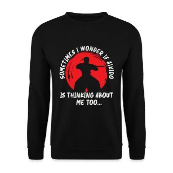 Aïkido Parfois Je Combattant Arts Martiaux Samouraï - Sweat-shirt Unisexe - noir - Devant - Alina (178cm) & Michal (187cm)