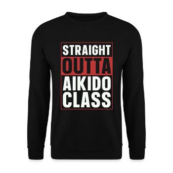 Aikido Straight Outta Aikido Class Samurai Fighter - Unisex Pullover - Schwarz - Vorne - Alina (178cm) & Michal (187cm)
