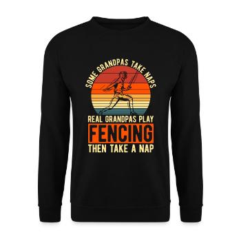 Fencing Some Grandpas Take Retro Sword Duel Fencer - Unisex Sweatshirt - black - Front - Alina (178cm) & Michal (187cm)