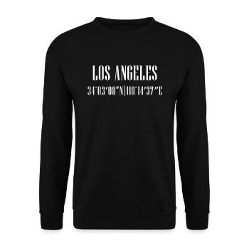 City coordinates Los Angeles - Unisex Sweatshirt - black - Front - Alina (178cm) & Michal (187cm)