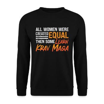 Krav Maga Toutes les femmes ont été créées combattant militaire - Sweat-shirt Unisexe - noir - Devant - Alina (178cm) & Michal (187cm)