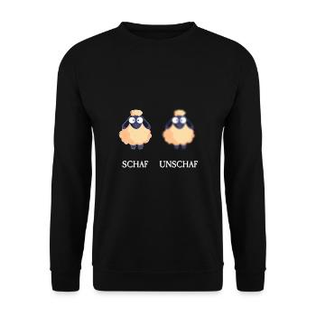 Schaf unschaf - Unisex Pullover - Schwarz - Vorne - Alina (178cm) & Michal (187cm)