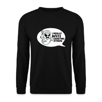 Halloween Funny Ghost - Unisex Sweatshirt - black - Front - Alina (178cm) & Michal (187cm)