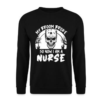 Halloween Skull Nurse - Unisex Sweatshirt - black - Front - Alina (178cm) & Michal (187cm)