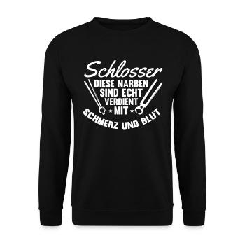 Schmied Metallbauer Schlosser - Unisex Pullover - Schwarz - Vorne - Alina (178cm) & Michal (187cm)