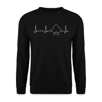 Símbolo de tarjeta de póker de clubes. Corazón. - Sweat-shirt Unisexe - noir - Devant - Alina (178cm) & Michal (187cm)