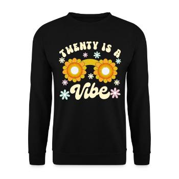 Né En 2004 20 Ans Anniversaire Femme Retro Groovy - Sweat-shirt Unisexe - noir - Devant - Alina (178cm) & Michal (187cm)