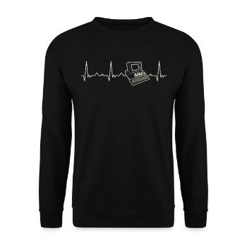 Computer Retro. Heart. Love. EKG. Pulse. Beat. - Unisex Sweatshirt - black - Front - Alina (178cm) & Michal (187cm)