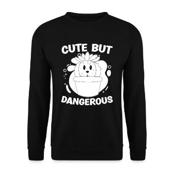 Cactus Garden Funny Cute But Dangerous - Unisex Sweatshirt - black - Front - Alina (178cm) & Michal (187cm)