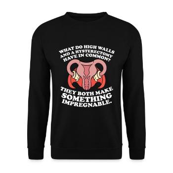 Hysterektomie Lustige Gebärmutter Hysterektomie - Unisex Pullover - Schwarz - Vorne - Alina (178cm) & Michal (187cm)