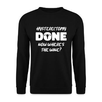 Hysterektomie Komisch - Unisex Pullover - Schwarz - Vorne - Alina (178cm) & Michal (187cm)