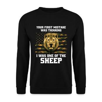 Your first mistake was thinking i am a sheep - Unisex Sweatshirt - black - Front - Alina (178cm) & Michal (187cm)