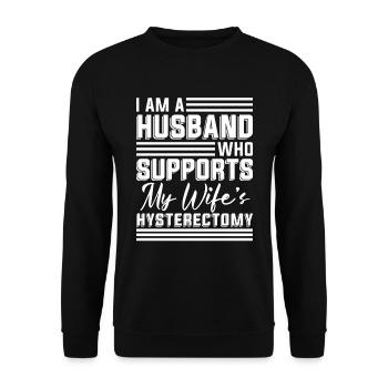 Hysterectomy husband - Unisex Sweatshirt - black - Front - Alina (178cm) & Michal (187cm)