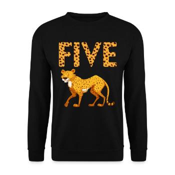 5. Geburtstag Gepard Zoo Safari 5 Jahre alt - Unisex Pullover - Schwarz - Vorne - Alina (178cm) & Michal (187cm)