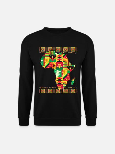 African Map Kente Art Black Afro - Unisex Sweatshirt - black