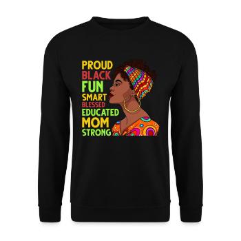 Stolze schwarze intelligente afrikanische Frau - Unisex Pullover - Schwarz - Vorne - Alina (178cm) & Michal (187cm)