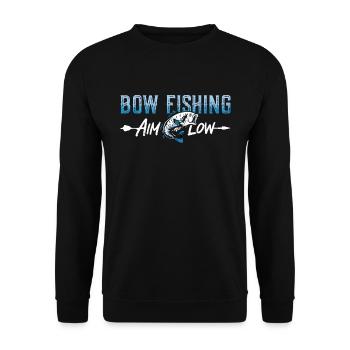 Bow Fishing Aim Low Bow Fisherman Sports Bowfisher - Unisex Pullover - Schwarz - Vorne - Alina (178cm) & Michal (187cm)