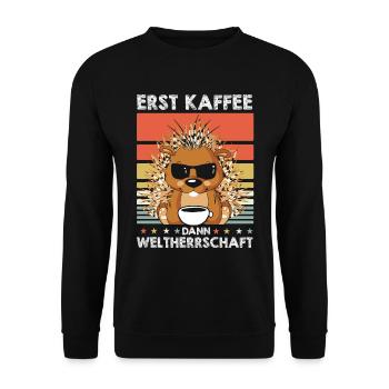 Stachelschwein Kaffee-Sonnenbrille - Unisex Pullover - Schwarz - Vorne - Alina (178cm) & Michal (187cm)