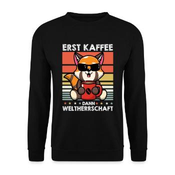 Roter Panda Sonnenbrille Kaffee - Unisex Pullover - Schwarz - Vorne - Alina (178cm) & Michal (187cm)