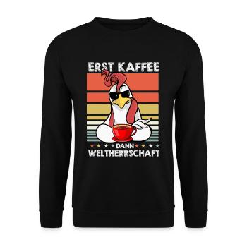 Hahn Gockel Sonnenbrille Kaffee - Unisex Pullover - Schwarz - Vorne - Alina (178cm) & Michal (187cm)