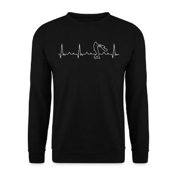 Vatertag spielt mit Tochter Dad. Herz. Liebe. Ekg - Unisex Pullover - Schwarz - Vorne - Alina (178cm) & Michal (187cm)