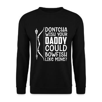 Bowfishing Dontcha Wish Your Fish Archer Bowfisher - Unisex Pullover - Schwarz - Vorne - Alina (178cm) & Michal (187cm)