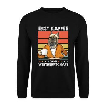 Brussels Griffon Kaffee - Unisex Pullover - Schwarz - Vorne - Alina (178cm) & Michal (187cm)