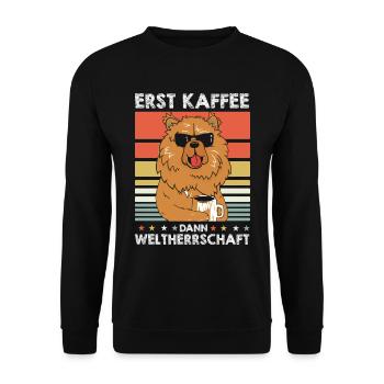 Chow Chow Kaffee-Sonnenbrille - Unisex Pullover - Schwarz - Vorne - Alina (178cm) & Michal (187cm)