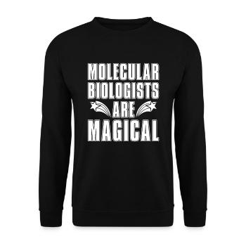 Biologie Biologe Magisch Molekularbiologe - Unisex Pullover - Schwarz - Vorne - Alina (178cm) & Michal (187cm)