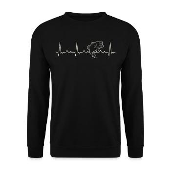 Fish Jumping. Heart. Love. EKG. Pulse. Beat. - Unisex Sweatshirt - black - Front - Alina (178cm) & Michal (187cm)