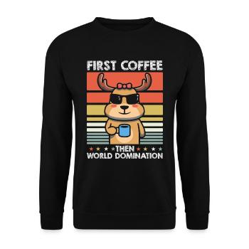 Hirsch Kaffee Sonnenbrille - Unisex Pullover - Schwarz - Vorne - Alina (178cm) & Michal (187cm)