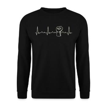 Fist Raised In The Air. Heart. Love. EKG. Pulse. - Unisex Sweatshirt - black - Front - Alina (178cm) & Michal (187cm)