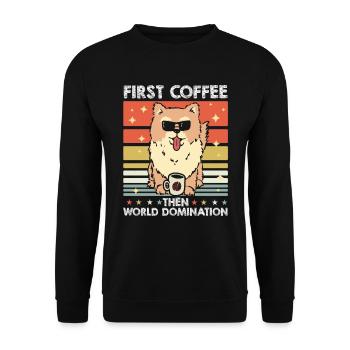 Pomeranian Sunglasses Coffee - Unisex Sweatshirt - black - Front - Alina (178cm) & Michal (187cm)