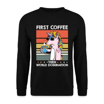 Einhorn Unicorn Kaffee Sonnenbrille - Unisex Pullover - Schwarz - Vorne - Alina (178cm) & Michal (187cm)