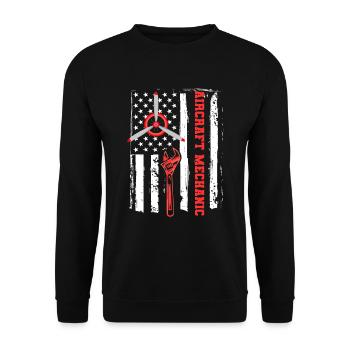 Aircraft Mechanic US Flag Aircraft Mechanic - Unisex Sweatshirt - black - Front - Alina (178cm) & Michal (187cm)