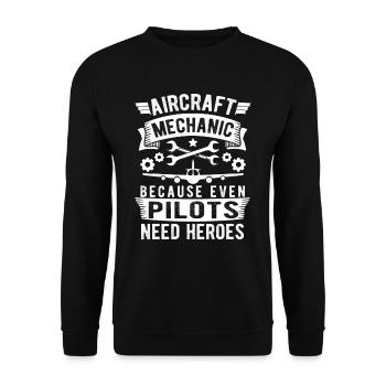 Flugzeug Mechaniker Lustig - Unisex Pullover - Schwarz - Vorne - Alina (178cm) & Michal (187cm)