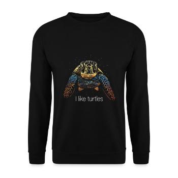 I like turtles 4 water turtle - Unisex Sweatshirt - black - Front - Alina (178cm) & Michal (187cm)