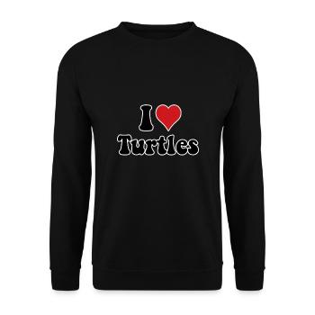 I love Turtles water turtle - Unisex Sweatshirt - black - Front - Alina (178cm) & Michal (187cm)