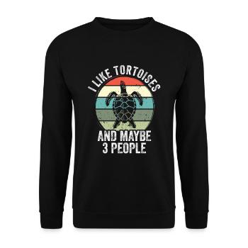 I like tortoises and maybe 3 people Turtle - Unisex Pullover - Schwarz - Vorne - Alina (178cm) & Michal (187cm)