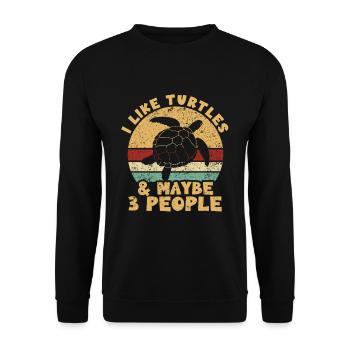 I like turtles and maybe 3 people water turtle - Unisex Sweatshirt - black - Front - Alina (178cm) & Michal (187cm)