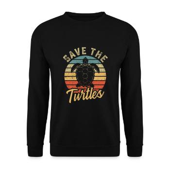 Save the turtles water turtle - Unisex Pullover - Schwarz - Vorne - Alina (178cm) & Michal (187cm)