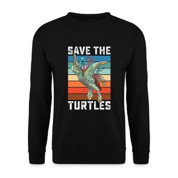 Save the turtles water turtle - Unisex Pullover - Schwarz - Vorne - Alina (178cm) & Michal (187cm)