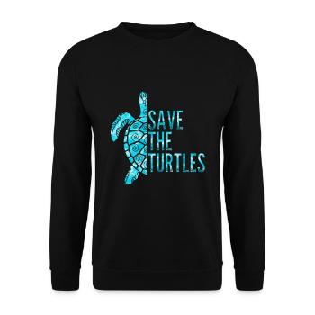 Save the turtles water turtle - Unisex Pullover - Schwarz - Vorne - Alina (178cm) & Michal (187cm)