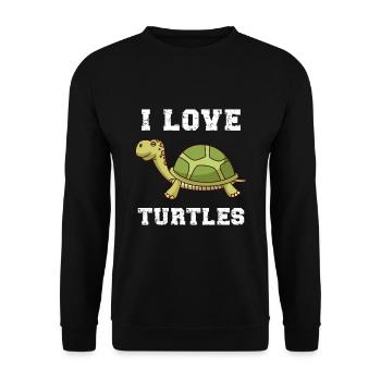 I love turtles water turtle - Unisex Sweatshirt - black - Front - Alina (178cm) & Michal (187cm)